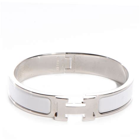 hermes blanc|white leather Hermes bracelet.